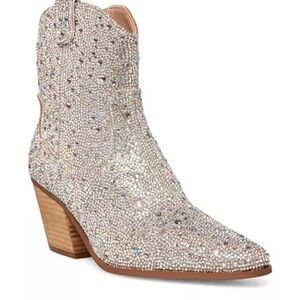 Women’s Cowboy Rhinestone Boots - Betsey Johnson